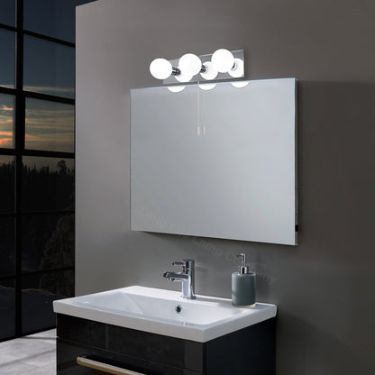 Opaque 3 Mini Globe Bathroom Mirror Light with Pull Cord IP44