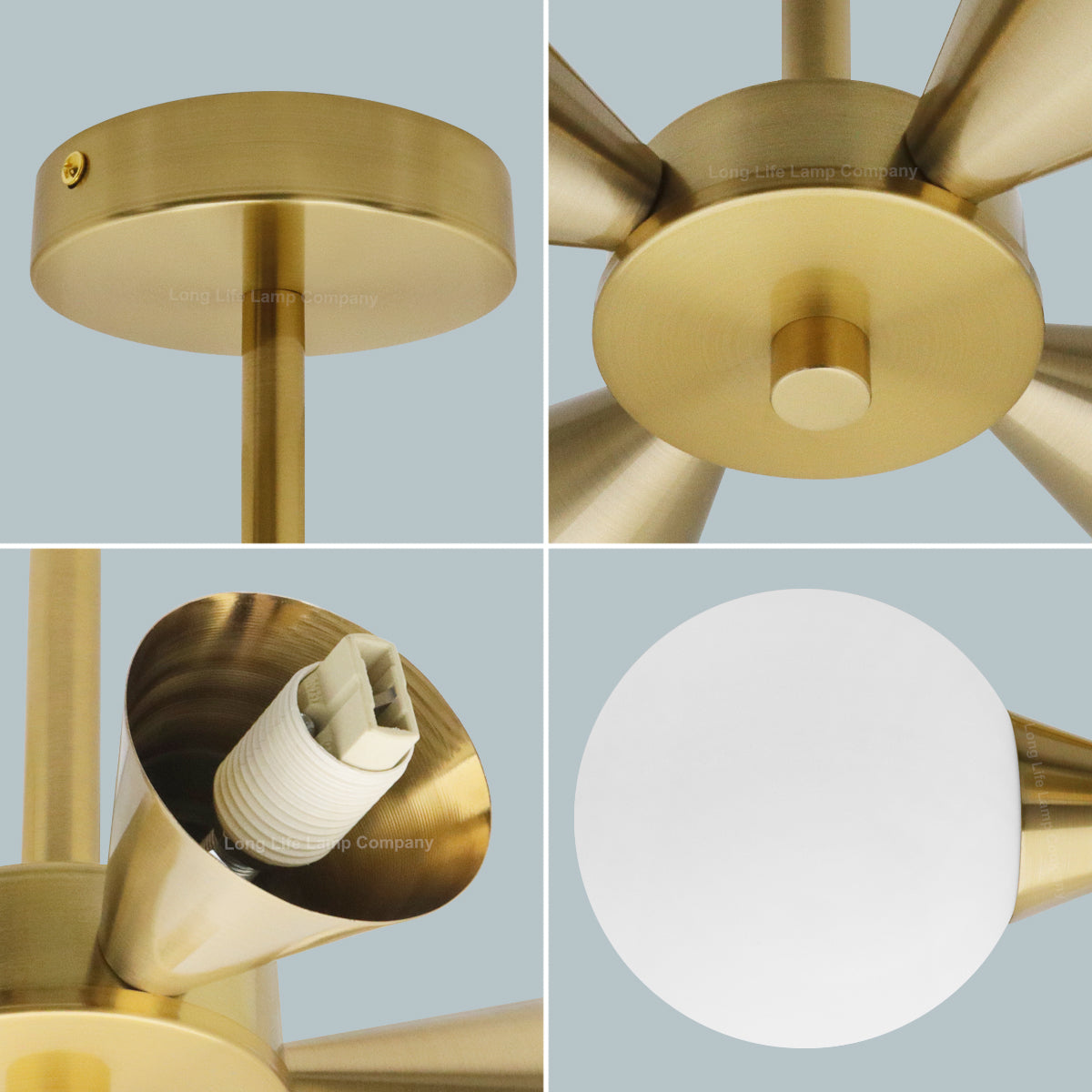 Antique Brass Ceiling Pendant Light with 4 Opal Globe Frosted Glass Lamp Shades