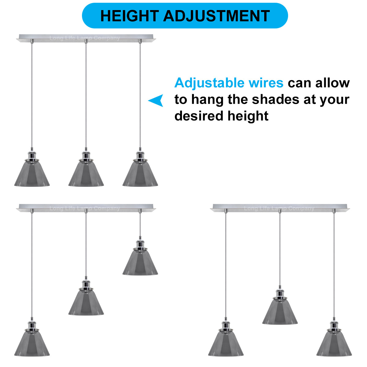 Vintage Industrial 3 Light Ceiling Pendant Lamp Mini Glass Sconce Smoked Grey Shades