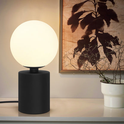 Retro Black Table Lamp Jade Frosted Globe Opaque Glass Shade T512