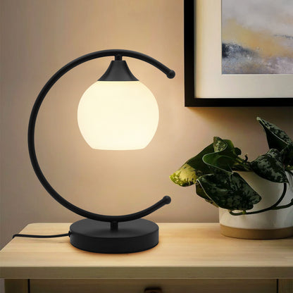 Arch Black Table Lamp Opaque Glass Globe Shade Opal Sphere T502