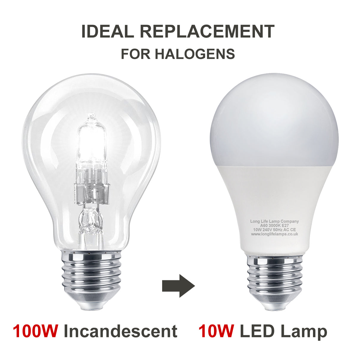 10w A60 GLS LED Light Bulbs E27 Edison Screw Warm White - Free delivery on all orders