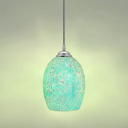 Vintage Ceiling Crackle Blue Mosaic Glass Pendant Light K420