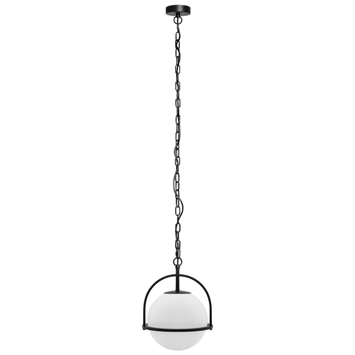 Industrial Nautical Ceiling Pendant Light Opal Globe Glass Black Chain Suspended