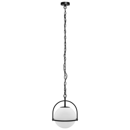 Industrial Nautical Ceiling Pendant Light Opal Globe Glass Black Chain Suspended