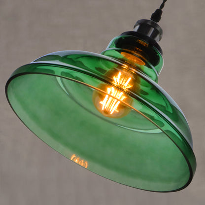 Industrial Smoked Green Glass Ceiling Pendant Light Bowl Lamp Shade K422