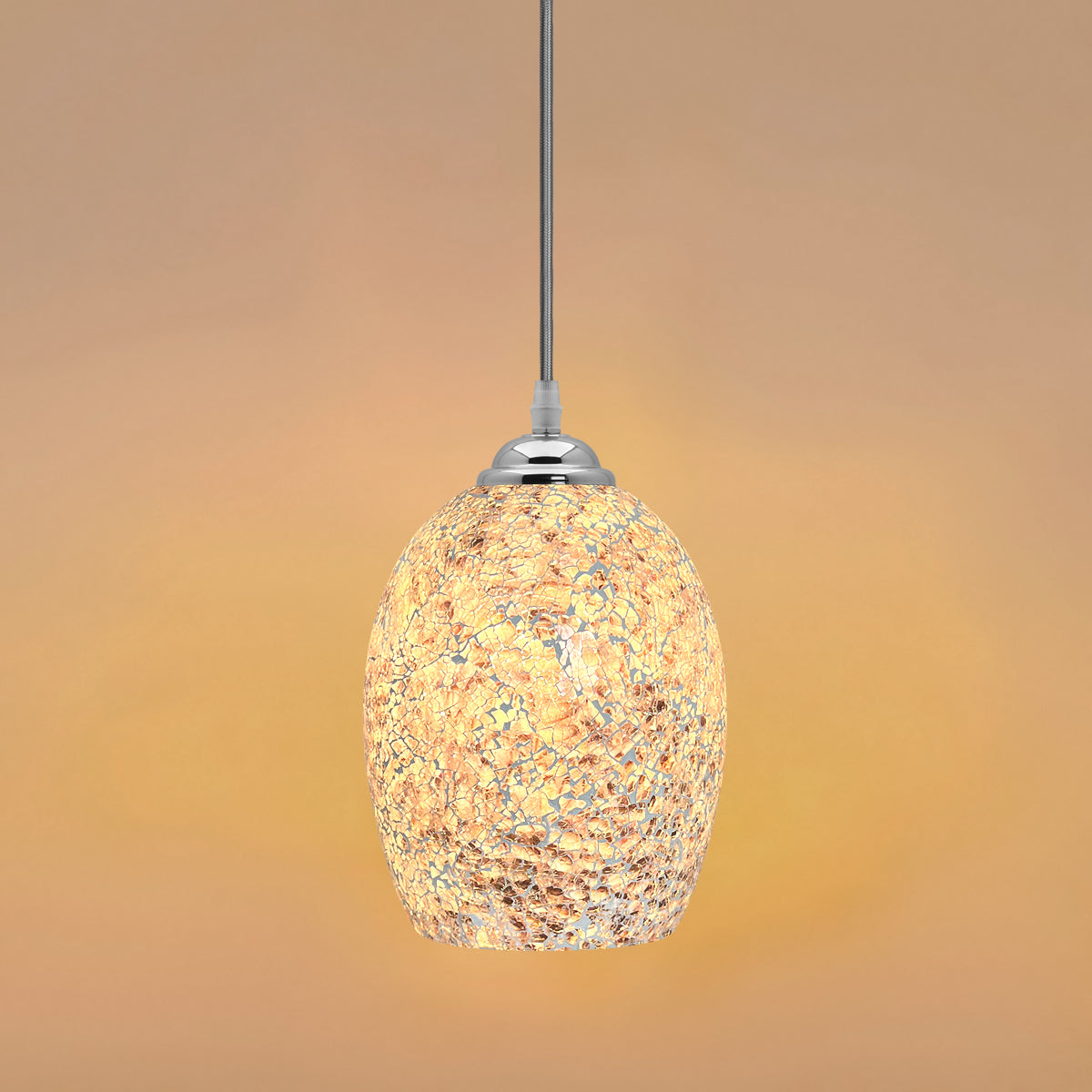 Vintage Ceiling Crackle Grey Mosaic Glass Pendant Light