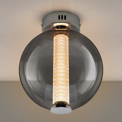 LED Globe Smoked Grey Glass Ceiling Light Flush Mounted Lamp Shade 9W 3000K