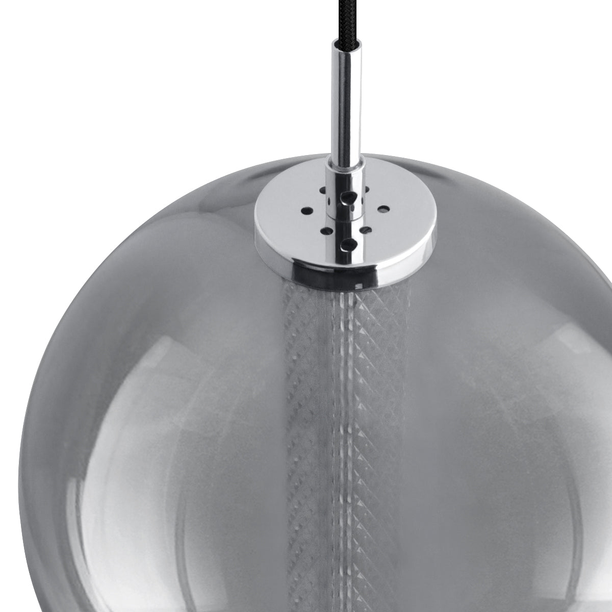 LED Globe Ceiling Pendant Light Smoked Grey Glass Lamp Shade Chrome Holder