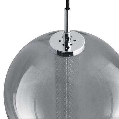 LED Globe Ceiling Pendant Light Smoked Grey Glass Lamp Shade Chrome Holder