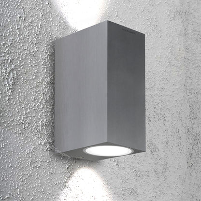 Modern Rectangular Up Down Aluminium Finish Outdoor Wall Light Fixture GU10 ZLC063AB
