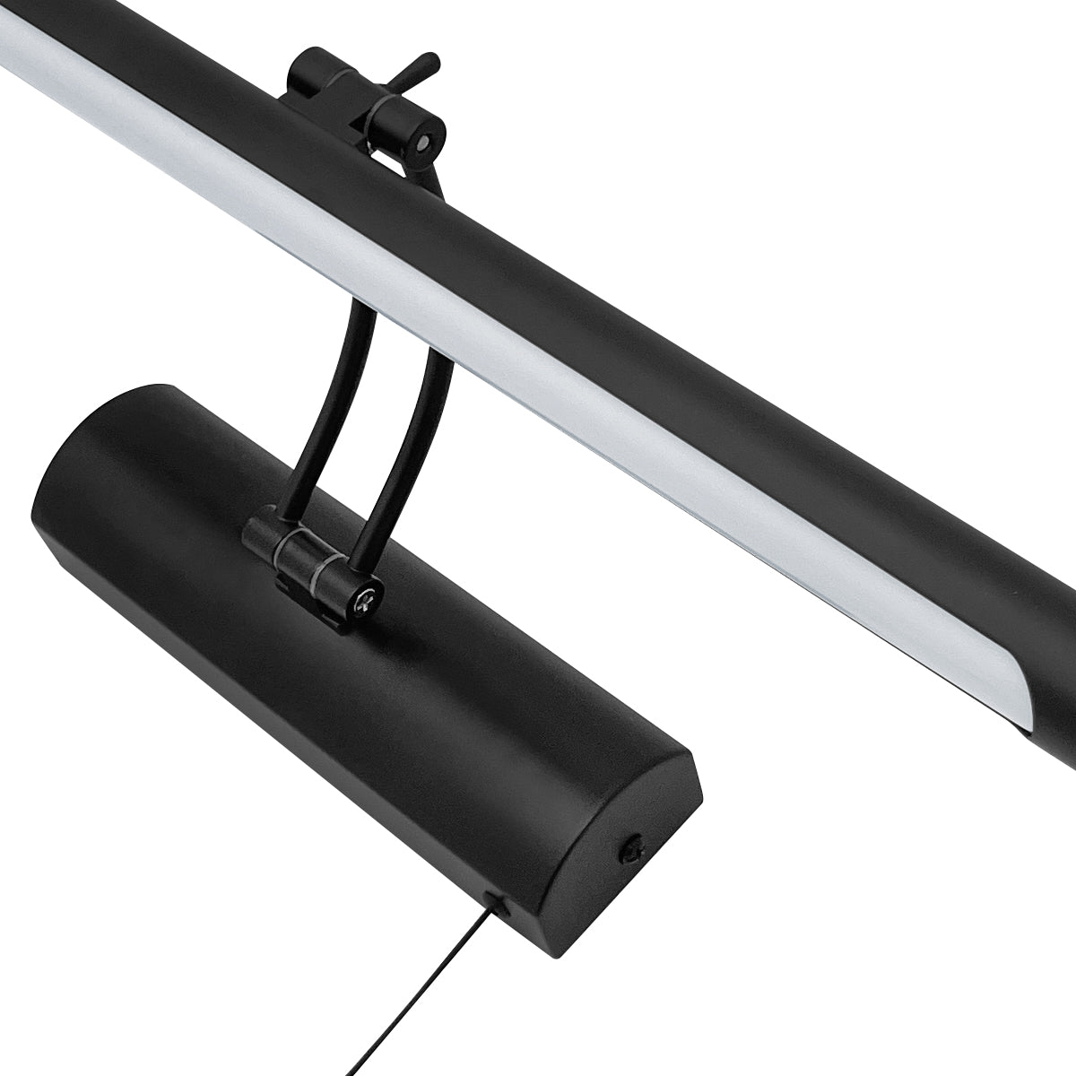 8W Black Adjustable LED Bathroom Mirror Wall Light with Pull Cord Cool White 6500K IP44 ML26