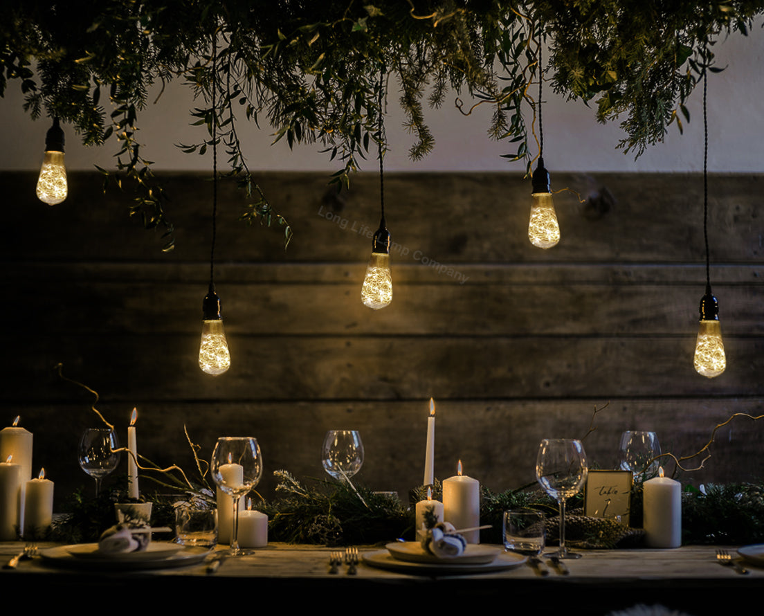 1w E27 ST58 LED Warm White Fairy String Filament Light Bulb - Free delivery on all orders