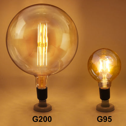8w Antique Vintage LED Over Sized Globe E27 Smoked Glass