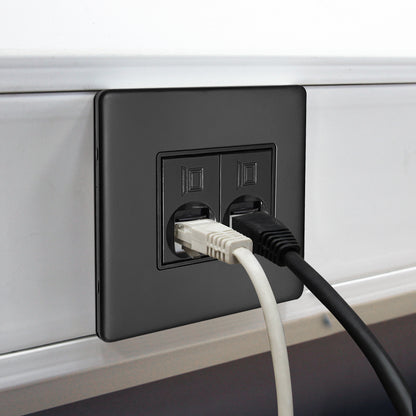 Modern screwless CAT6 Ethernet wall outlet for network devices