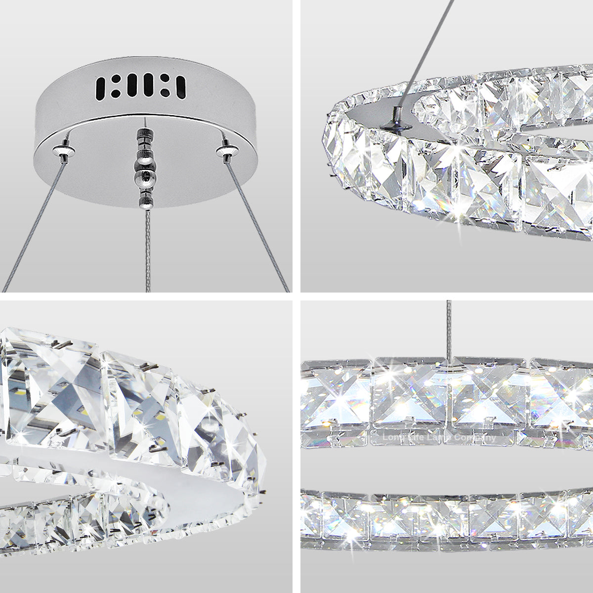 24W LED Ring Pendant Light Cool White 6000K Chrome