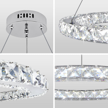 24W LED Ring Pendant Light Cool White 6000K Chrome