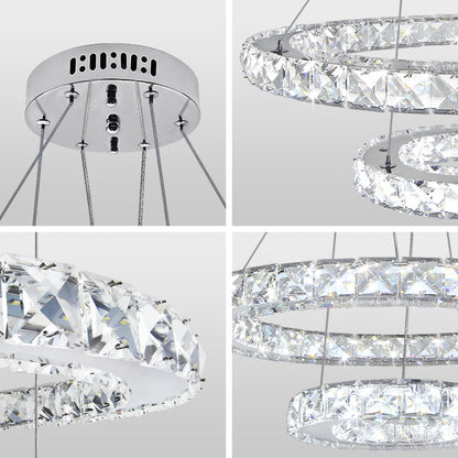 Modern Round LED Ring Chandelier Ceiling Light 24W Cool White 6000K