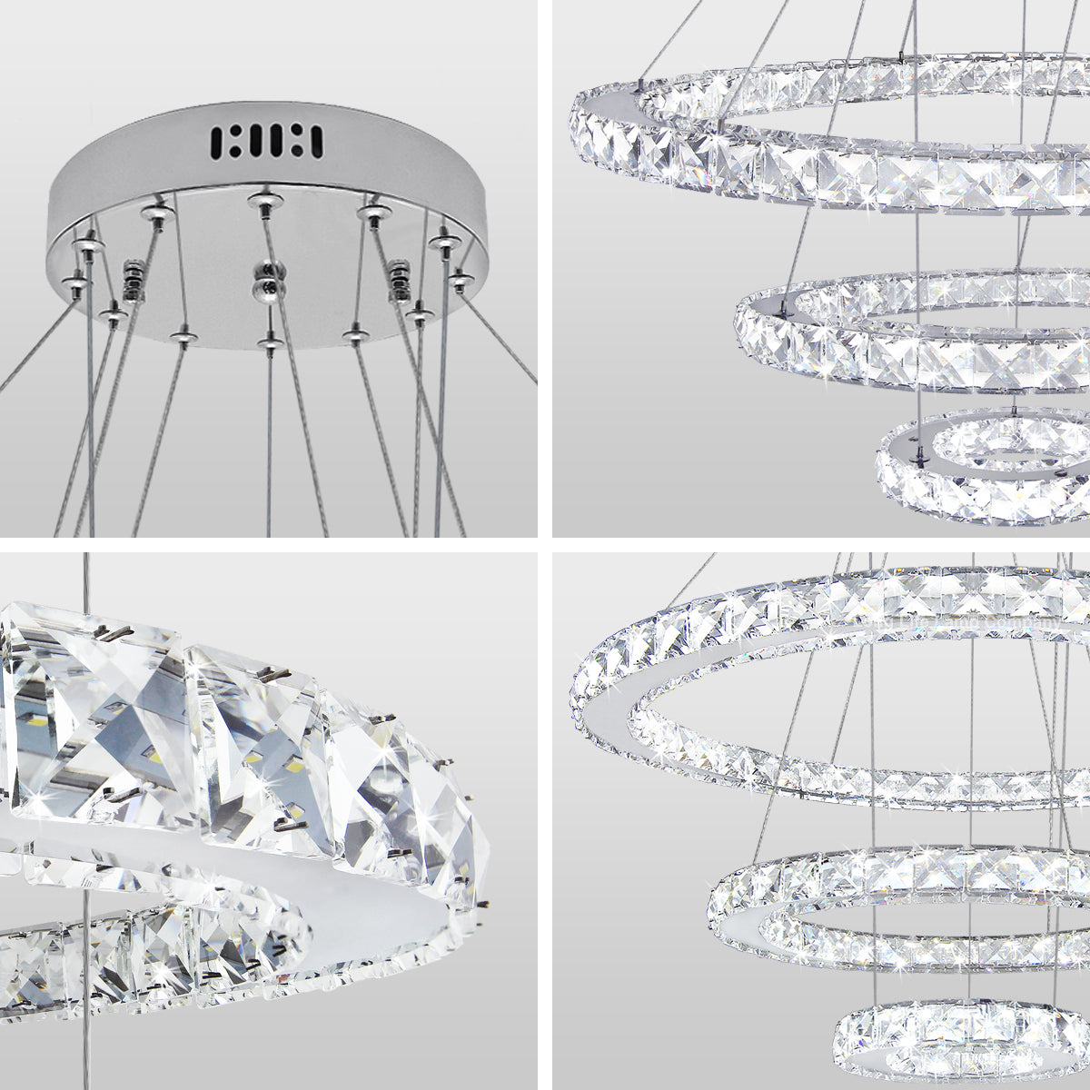 Modern Round Chandelier LED Ring Pendant Ceiling Light Cool White M0172