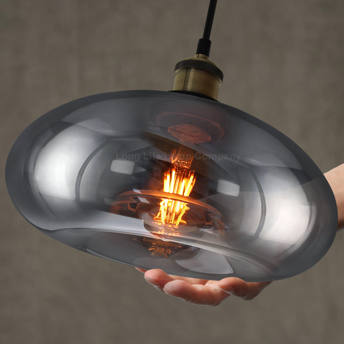Modern Vintage Smoked Grey Glass Ceiling Pendant Light M0198