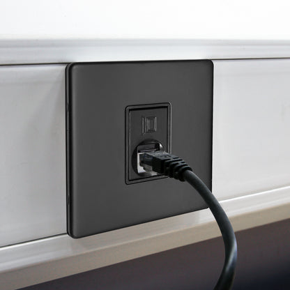 Matt Black 1 Gang Ethernet Data Socket 8 Terminal CAT6 Screwless BL442