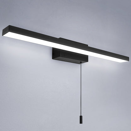 12W Black LED Bathroom Mirror Wall Light with Pull Cord Cool White 6500K IP44 ML25