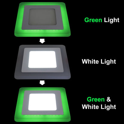 6w + 3w Square LED Ceiling Light Recessed Panel Dual Colour Cool White/Green - Energy Light Bulbs - Free delivery on all orders