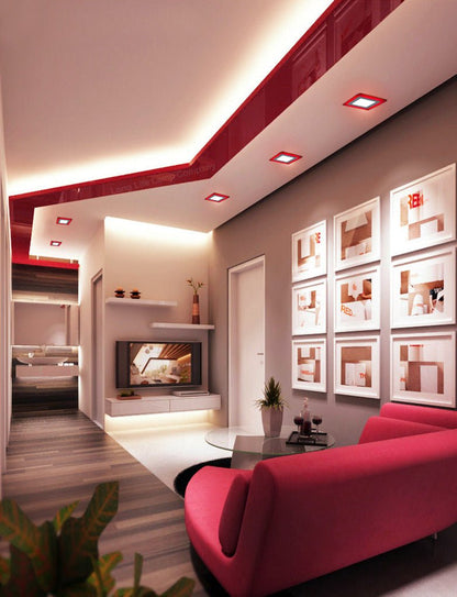 6w + 3w Square LED Ceiling Light Recessed Panel Dual Colour Cool White/Red - Energy Light Bulbs - Free delivery on all orders