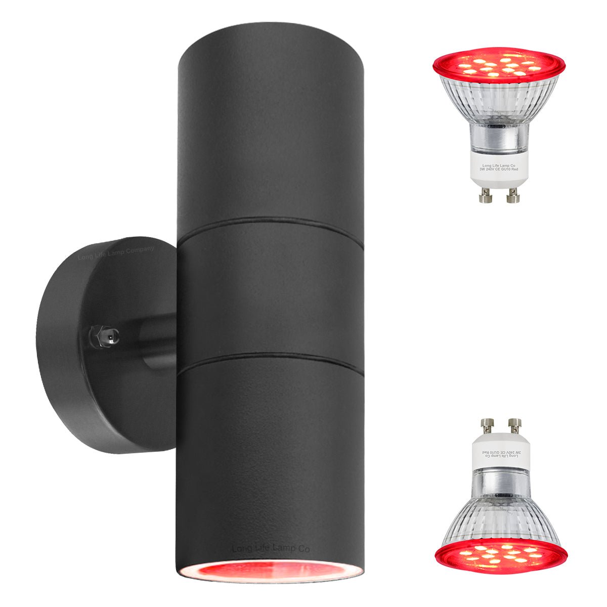 6w Coloured LED Double Wall Light Black Body - Energy Light Bulbs - Free delivery on all orders