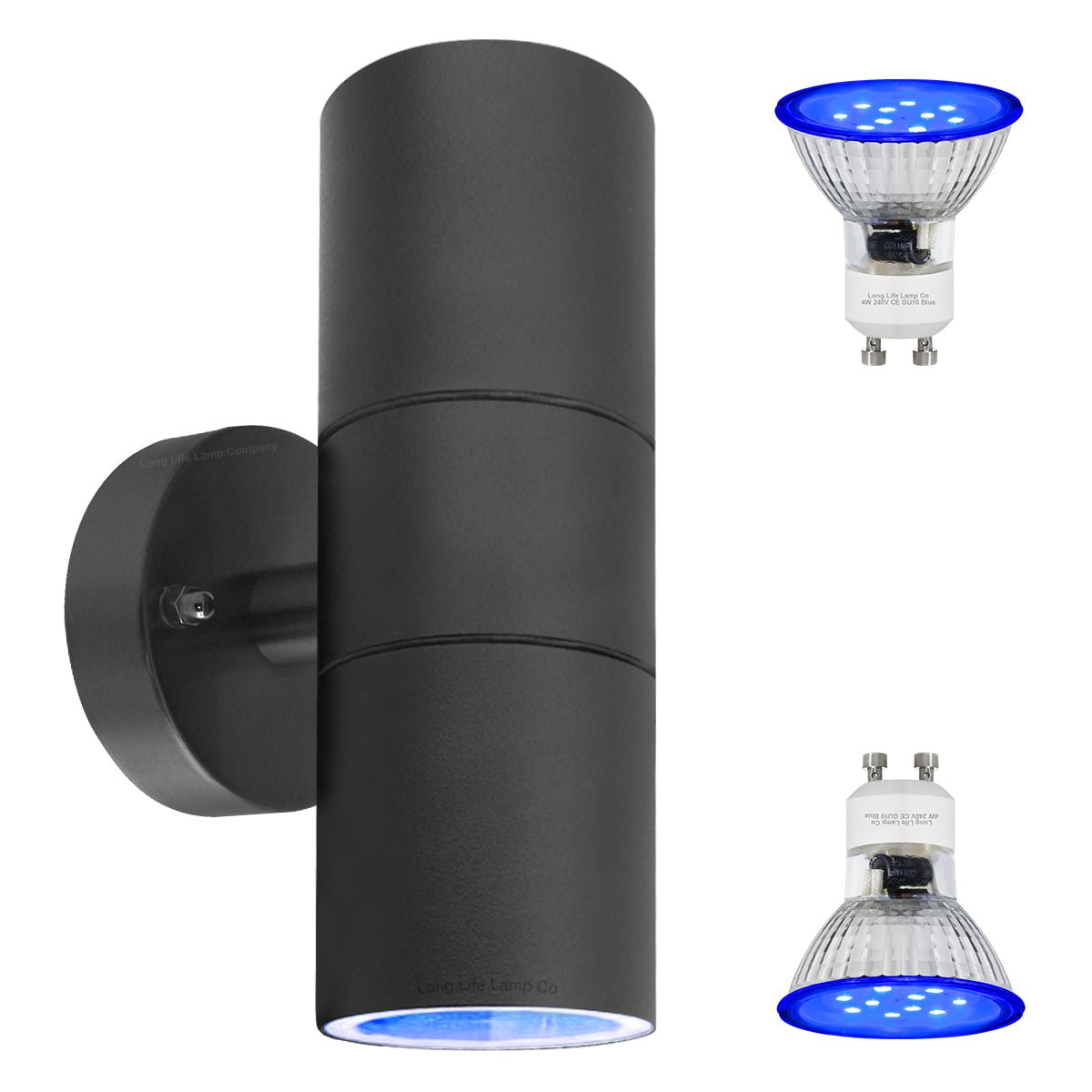 6w Coloured LED Double Wall Light Black Body - Energy Light Bulbs - Free delivery on all orders