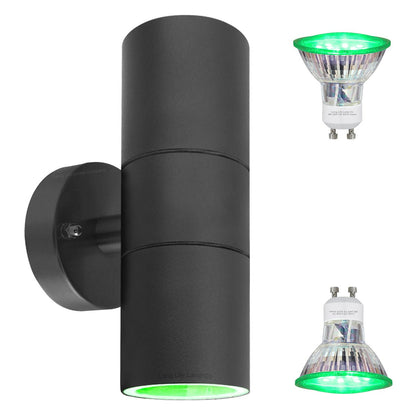 6w Coloured LED Double Wall Light Black Body - Energy Light Bulbs - Free delivery on all orders