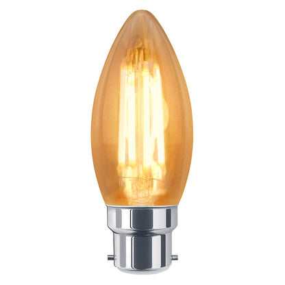 6W LED Candle Bulb B22 – Dimmable Amber Glass