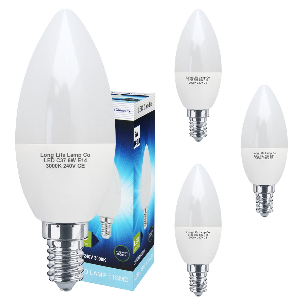 6w Frosted Cover LED Candle Warm White 3000K 2Pack Or 4Pack Or 10Pack - Energy Light Bulbs - Free delivery on all orders