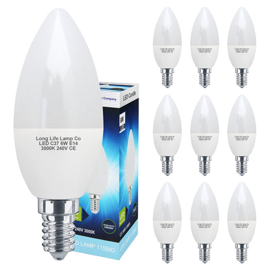 6w Frosted Cover LED Candle Warm White 3000K 2Pack Or 4Pack Or 10Pack - Energy Light Bulbs - Free delivery on all orders