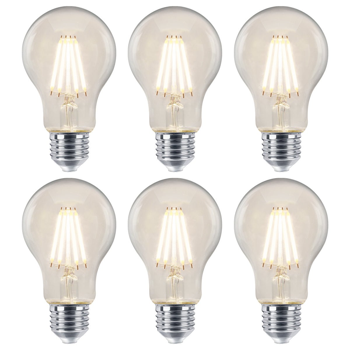 6W LED Filament A60 Light Bulb 4000k E27 Clear Glass 2 or 4 or 6 or 10 Pack - Energy Light Bulbs - Free delivery on all orders