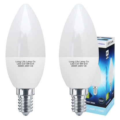 6W LED Frosted Candle B22 or E14 Equivalent 50W Warm White 3000K - Energy Light Bulbs - Free delivery on all orders