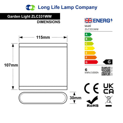 6W LED Outdoor Double Wall Light Warm White Stainless Steel IP54 ZLC331WW - Free delivery on all orders