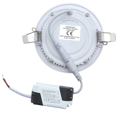 6w LED Round Recessed Ceiling Flat Panel Ultra Slim Warm White - Energy Light Bulbs - Free delivery on all orders