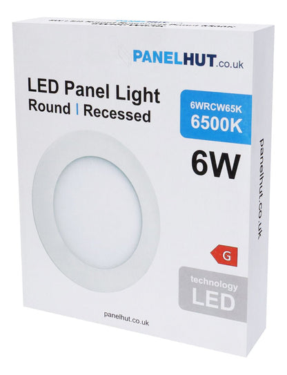 6w LED Round Recessed Ceiling Panel Ultra slim 6500K - Energy Light Bulbs - Free delivery on all orders