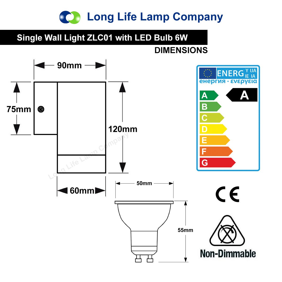 6w LED Single Stainless Steel Wall Light IP65 - Energy Light Bulbs - Free delivery on all orders