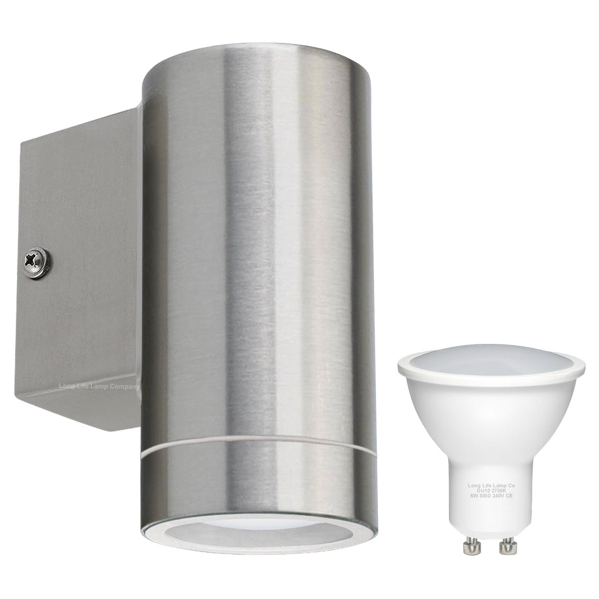 6w LED Single Stainless Steel Wall Light IP65 - Energy Light Bulbs - Free delivery on all orders