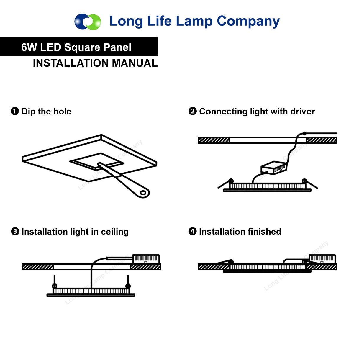 6w LED Square Recessed Ceiling Panel Cool White 6500k - Energy Light Bulbs - Free delivery on all orders