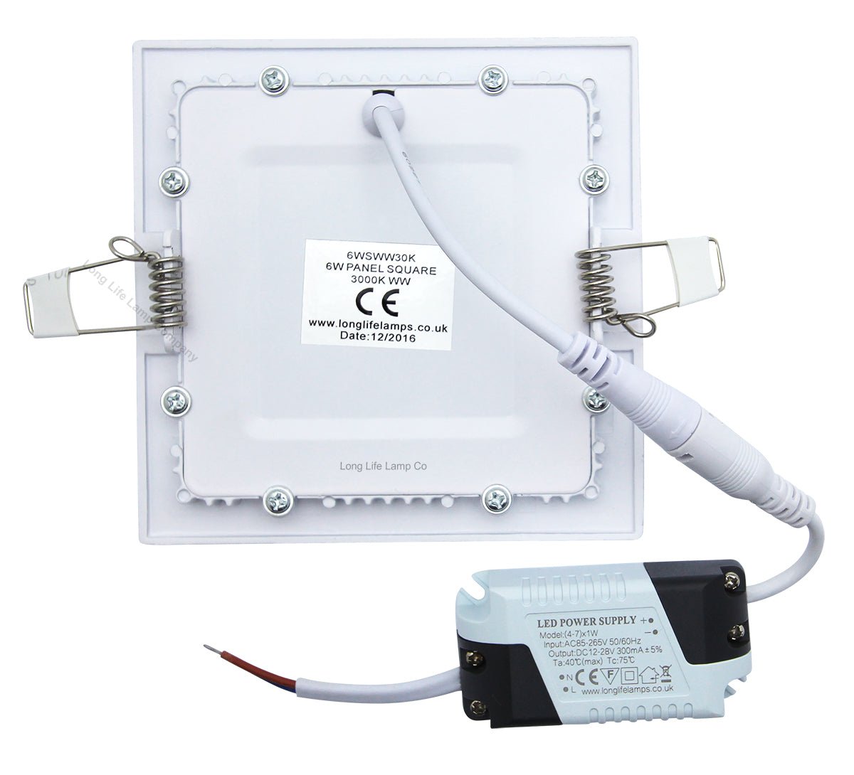 6w LED Square Recessed Ceiling Panel Warm White 3000K - Energy Light Bulbs - Free delivery on all orders