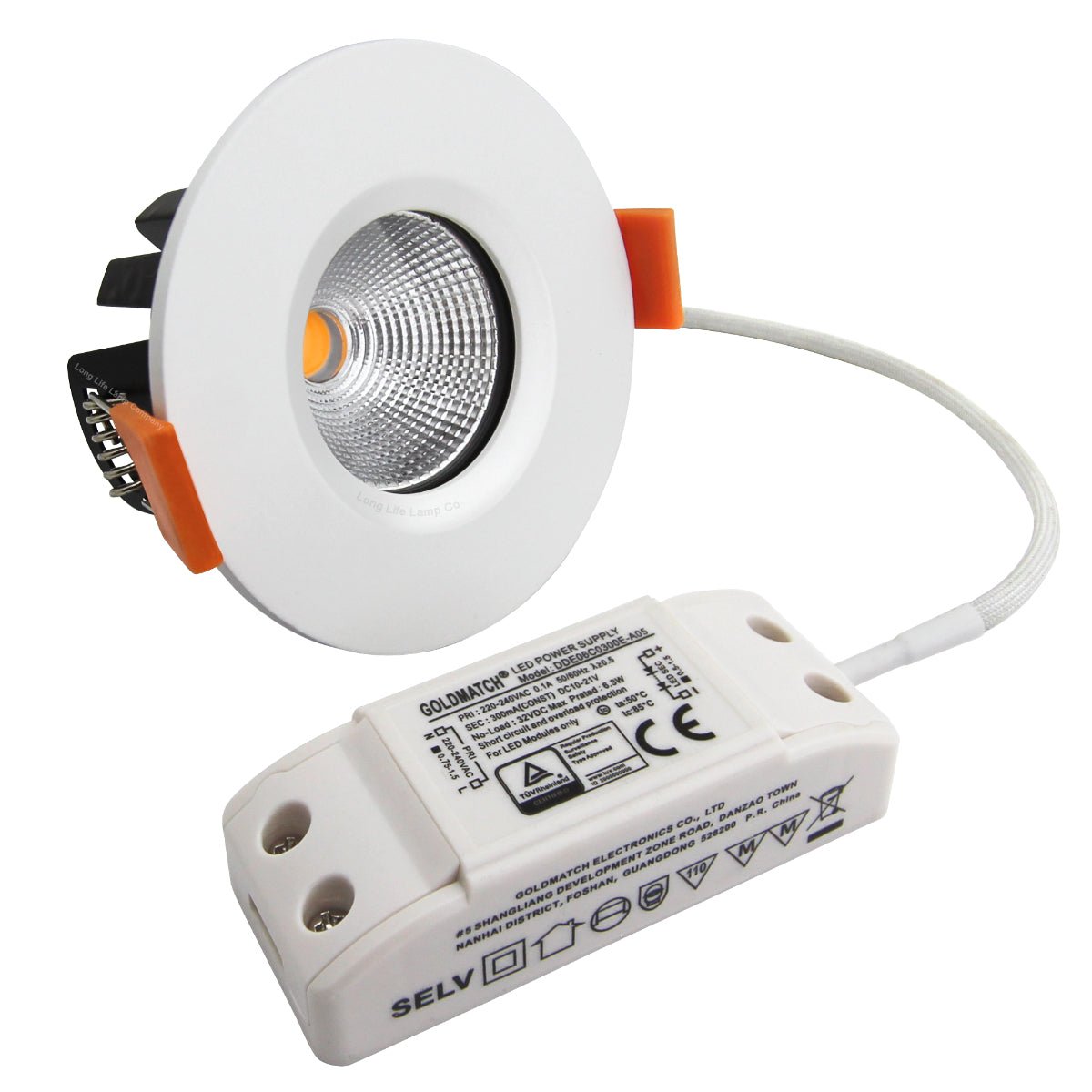 6w Modern LED Recessed Fire Rated Ceiling Down Light IP65 Warm White 3000k - Energy Light Bulbs - Free delivery on all orders
