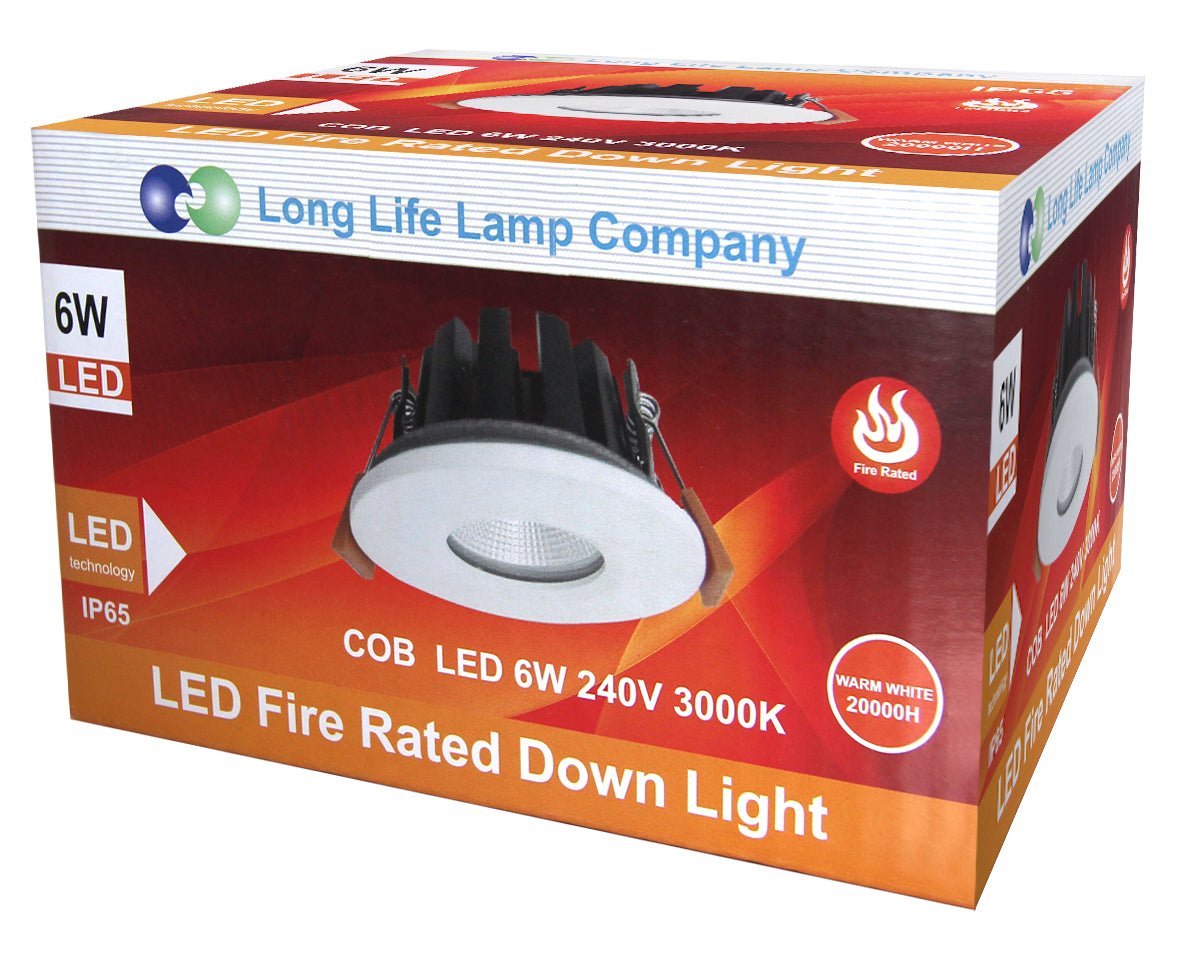 6w Modern LED Recessed Fire Rated Ceiling Down Light IP65 Warm White 3000k - Energy Light Bulbs - Free delivery on all orders