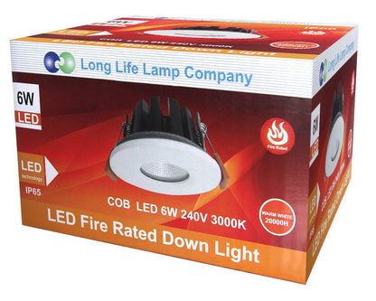 6w Modern LED Recessed Fire Rated Ceiling Down Light IP65 Warm White 3000k - Energy Light Bulbs - Free delivery on all orders