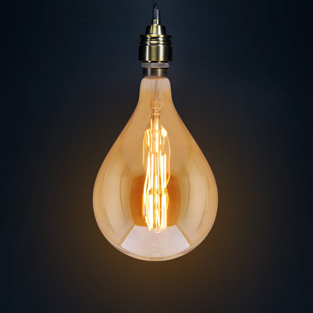 6W Pear Shape Antique Vintage LED E27 Smoked Glass Dimmable - Energy Light Bulbs - Free delivery on all orders