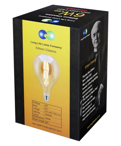 6W Pear Shape Antique Vintage LED E27 Smoked Glass Dimmable - Energy Light Bulbs - Free delivery on all orders