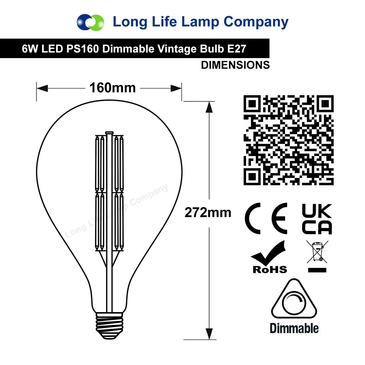 6W Pear Shape Antique Vintage LED E27 Smoked Glass Dimmable - Energy Light Bulbs - Free delivery on all orders