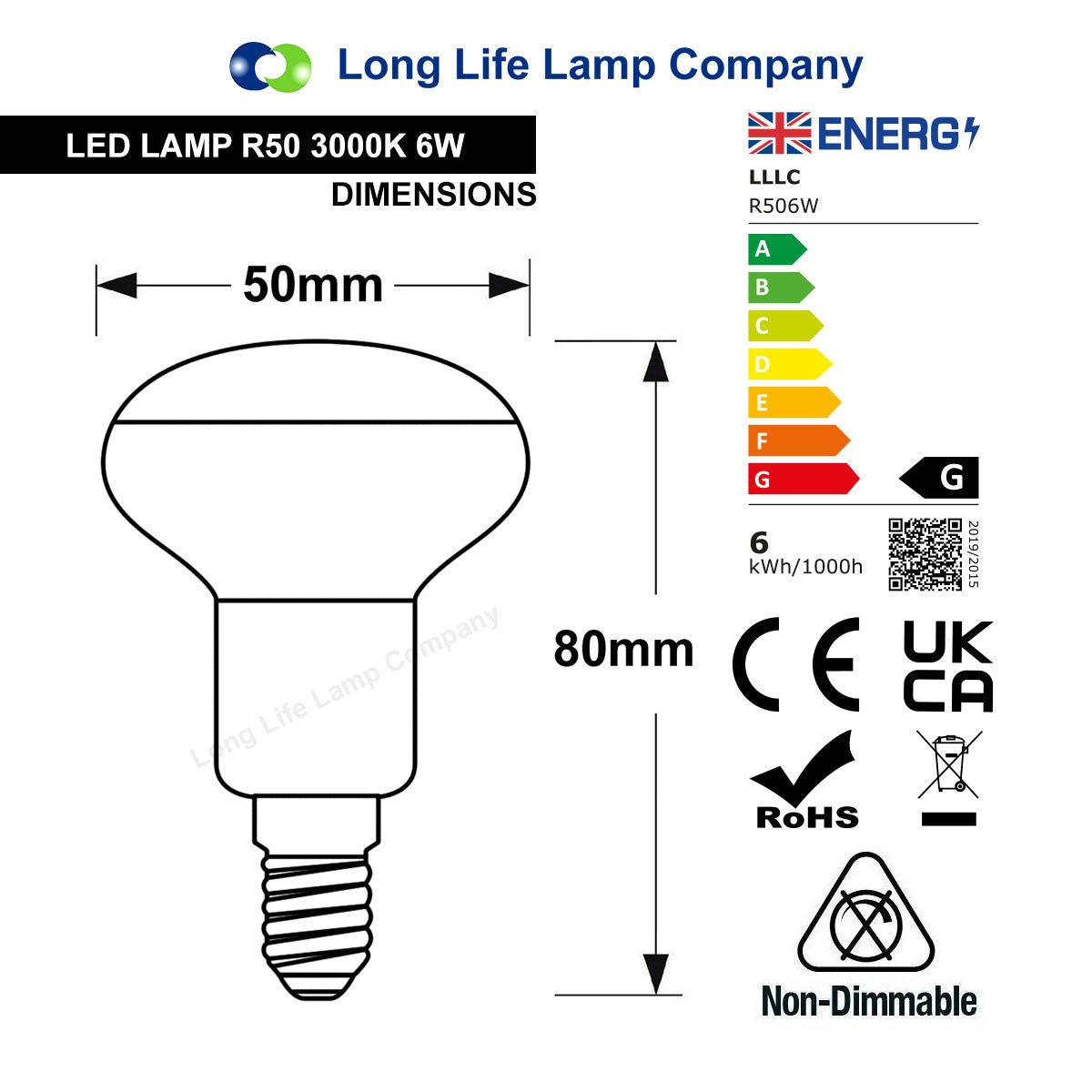 6w R50 LED Reflector Light Bulb Energy Saving Replacement For Halogen - Free delivery on all orders